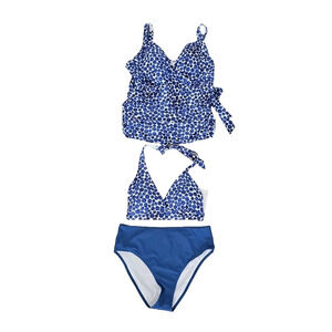 Anne Cole 3 Piece White w/Blue Black Polka Dots Tankini Bikini Swimsuit 18W NWT